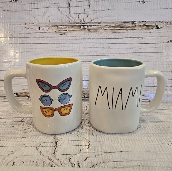Rae Dunn Beach Mug Set (2pc) "Sunny Days Ahead & Miami" - Picture 2 of 2
